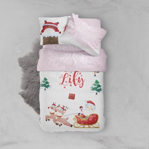 Girls Christmas Bedding, Christmas Bedding Set for Girls, Girls Bedding Twin, Toddler Duvet cover, Queen Duvet Cover, christmas gift
