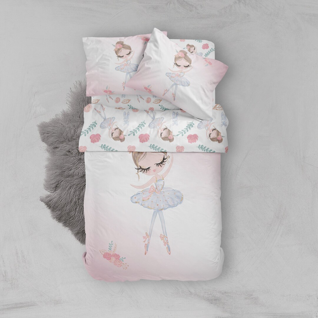 Ballerina Duvet Cover Set, Personalized Bed Cover, Ballerina Bedding