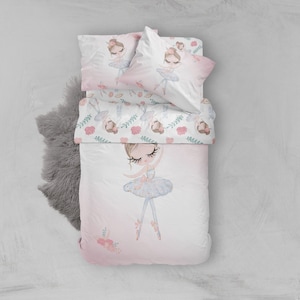 Ballerina duvet cover set, personalized bed cover, ballerina bedding set, toddler comforter, girls bedding set, ballerina sheet set