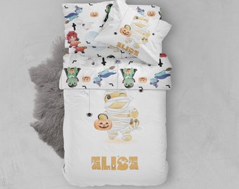 Organic Halloween Bedding Set: Kids Duvet Cover & Pillowcase