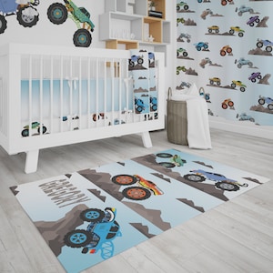 Truck Room Rug, Baby Boy Nursery, Custom Rug, Monster Truck Nursery Rug, Personalized Nursery Room, Car Room Rug, Truck Nursery