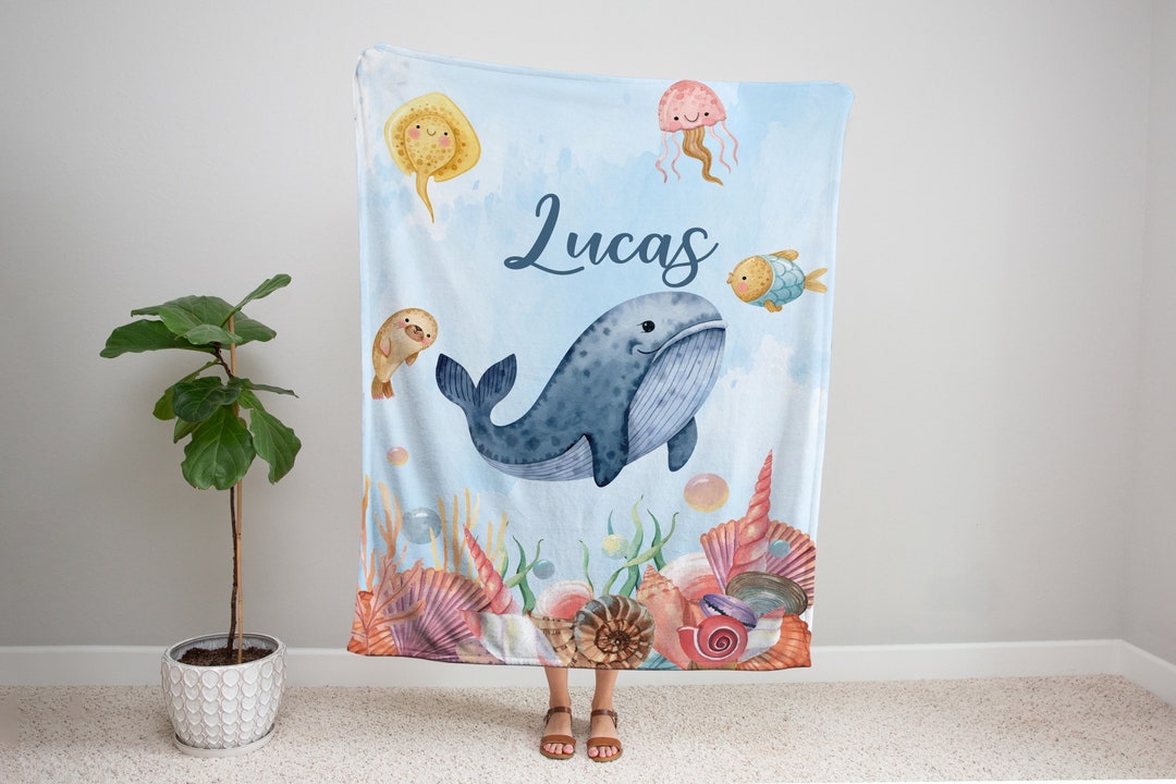 Personalized Sea Baby Blanket, Ocean Theme Blanket, Baby Name Blanket ...