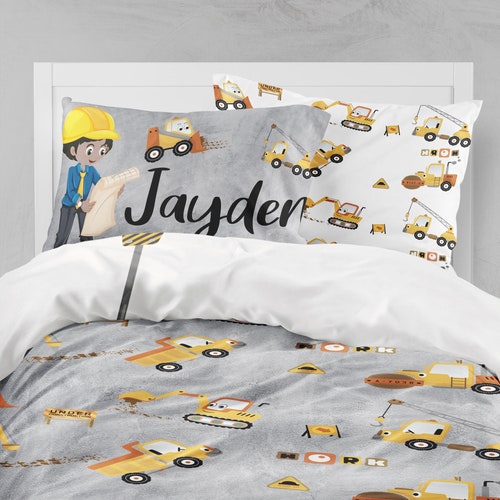 Construction Duvet Cover Set Personalized Bedding Etsy
