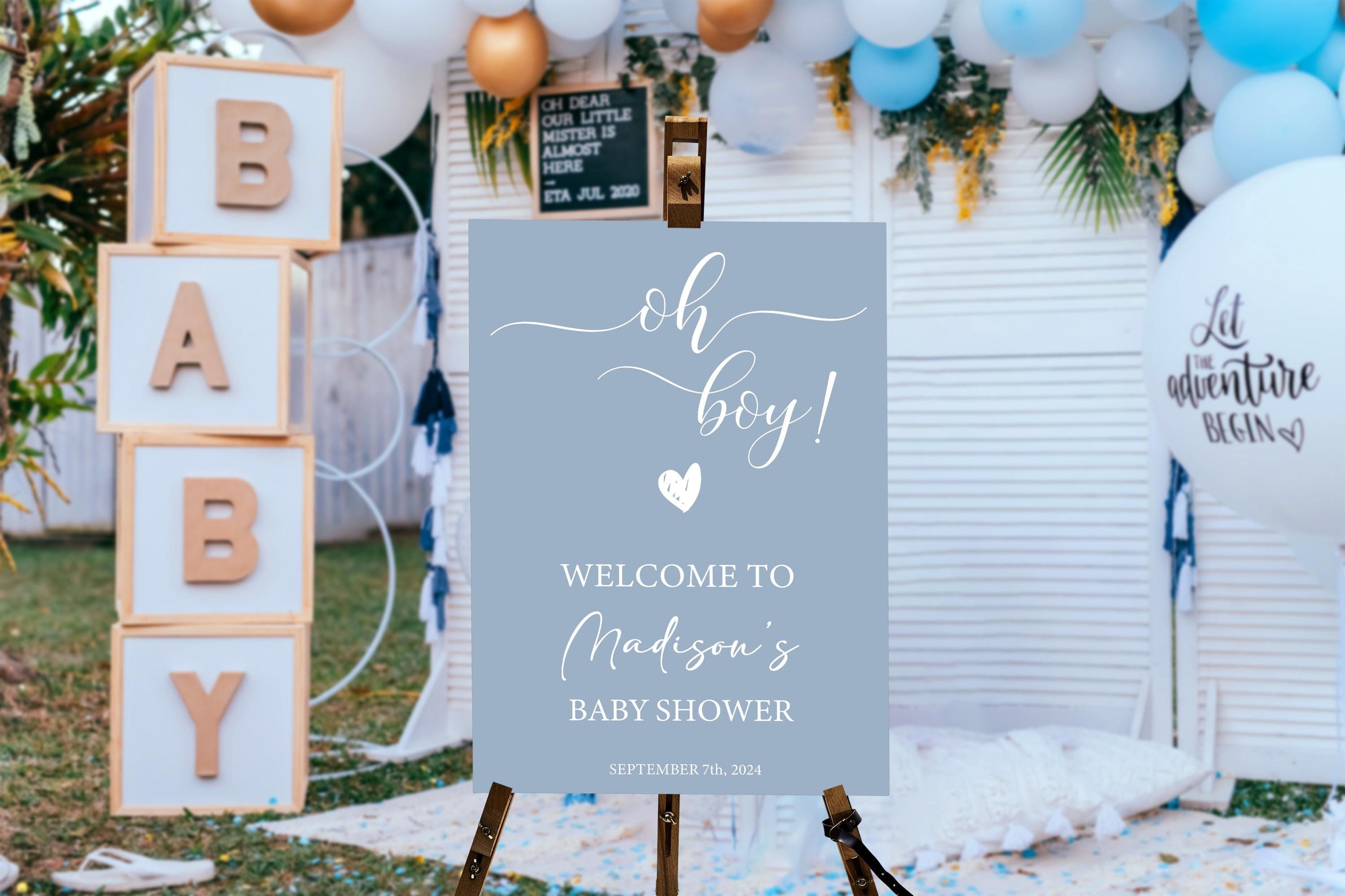 Blue Baby Shower Welcome Sign: Oh Boy Poster, Foam Board or Canvas - Etsy