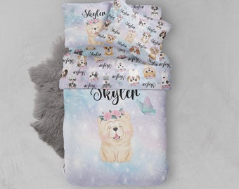 Samoyed Puppy Bedding Set: Organic Cotton Duvet Cover & Sheet