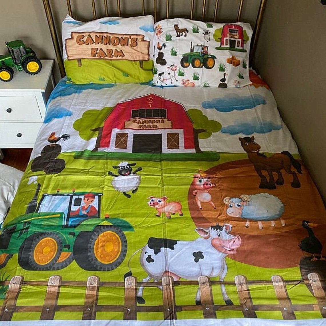 Organic Cotton Farm Bedding Set: Toddler, Twin, Full, Queen, King - Etsy