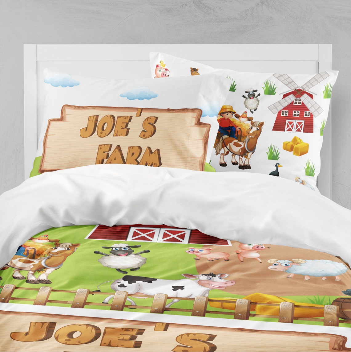 Toddler Boy Bedding Farm Kid Bedding Set Twin Comforter Etsy