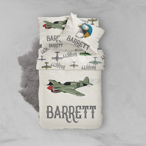 Plane duvet cover set, personalized bedding, pilot bedding set, boys room, toddler bedding set, twin bedding, plane bedding set