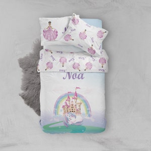 Afro Princess Bedding, Twin Comforter, Toddler Bedding Girl, Princess Castle, Kid Bedding Set, Pillowcase Set, Black princess