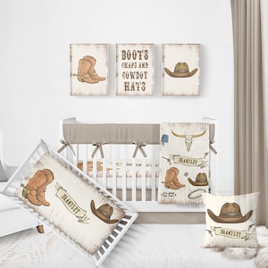 Organic Cotton Western Crib Bedding Set, Wild West Crib Bedding, Crib Bedding Boy, Personalized Baby Boy Blanket, Baby Boy Nursery,