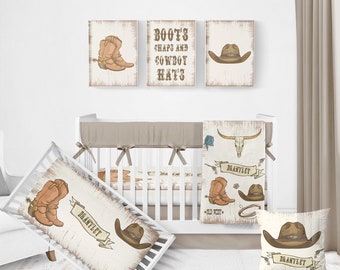 Organic Cotton Western Crib Bedding Set: Personalized Wild West
