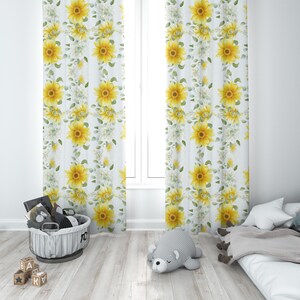 Sunflower girl blackout curtains, nursery curtains, girl blackout curtain, baby girl curtain, girl window curtain, floral curtain