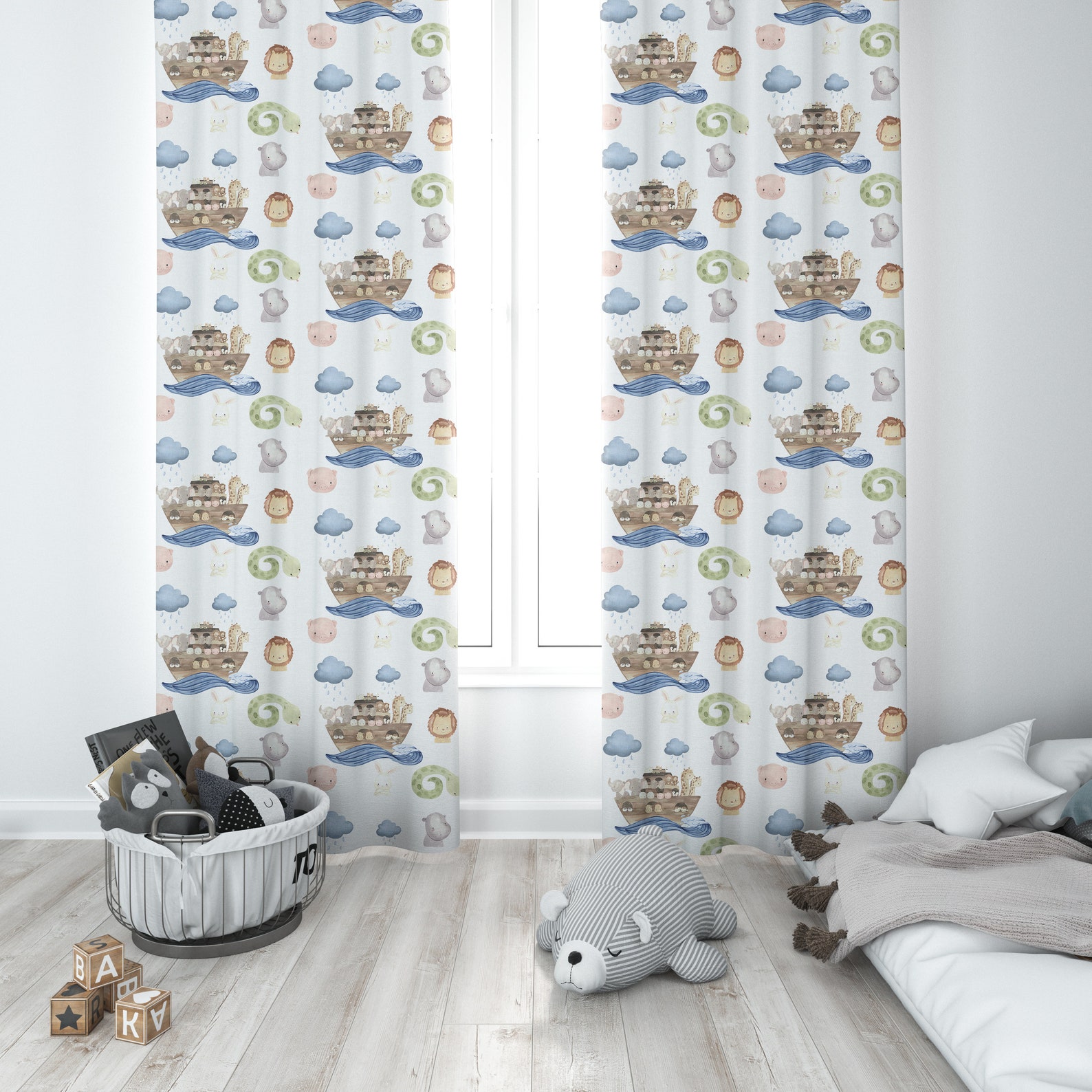 Organic Cotton Noah's Ark Crib Bedding Set: Personalized Baby Boy ...