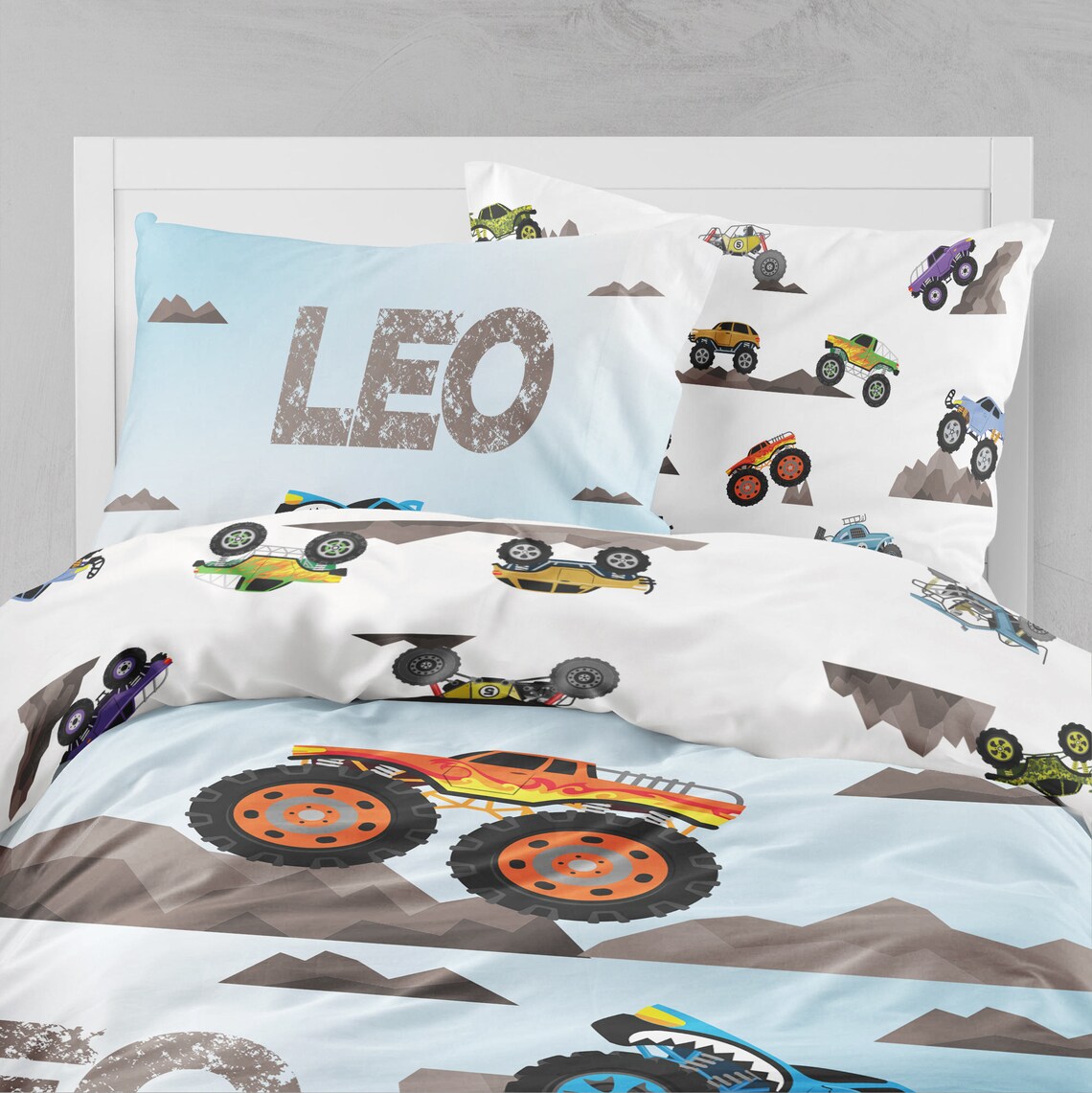 Monster Truck Bedding Toddler Bedding Set Twin Duvet Cover Etsy