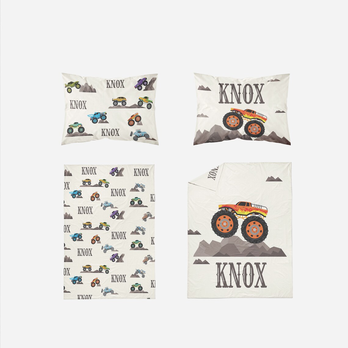 Monster Truck Bedding Toddler Bedding Set Twin Duvet Cover Etsy