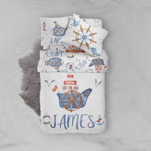 Nautical Room, nautical boys Bedding, Twin Duvet Covers, Toddler Comforter, boy sailor Duvet, Bedding Sets Kids, teen bedding