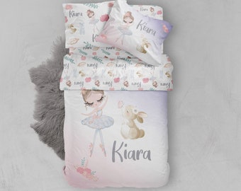 Personalized Ballerina Bunny Bedding Set: Organic Cotton Duvet Cover