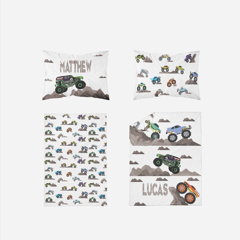 Monster Truck Bedding Monster Truck Sheet Set Monster Truck Etsy