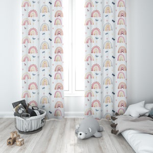 Rainbow curtains, nursery curtains, girl curtain, baby girl curtain, girl window curtain, rainbow room decor, rainbow nursery decor