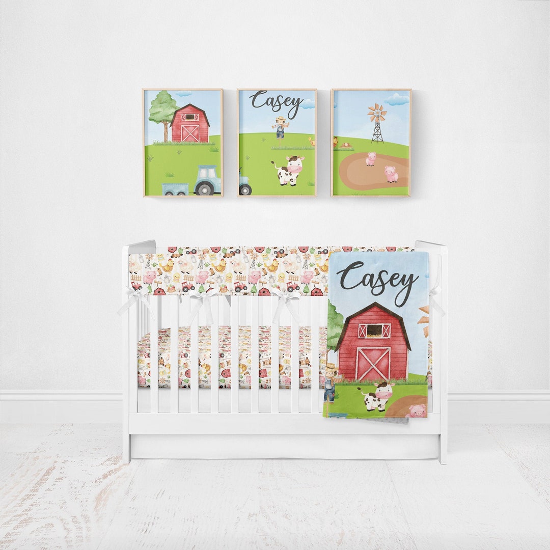 Farm Crib Bedding, Farm Nursery Bedding, Farmer Crib Bedding Set Boy