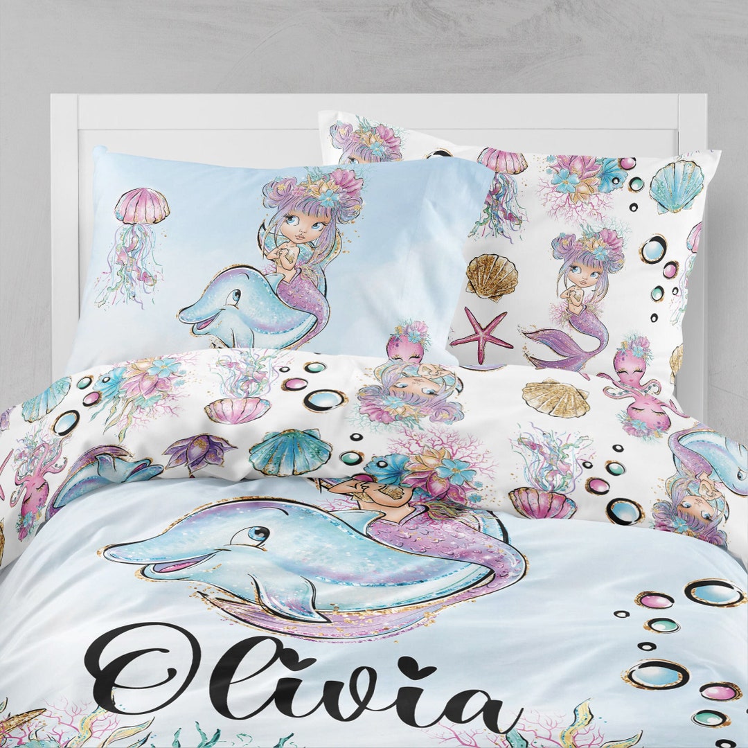 Mermaid Bedding, Mermaid Sheet Set, Mermaid Duvet, Organic Cotton Girl