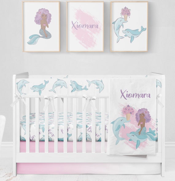 Mermaid crib hotsell bedding set