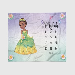 Personalized Princess Baby Milestone Blanket: Tiana Inspired