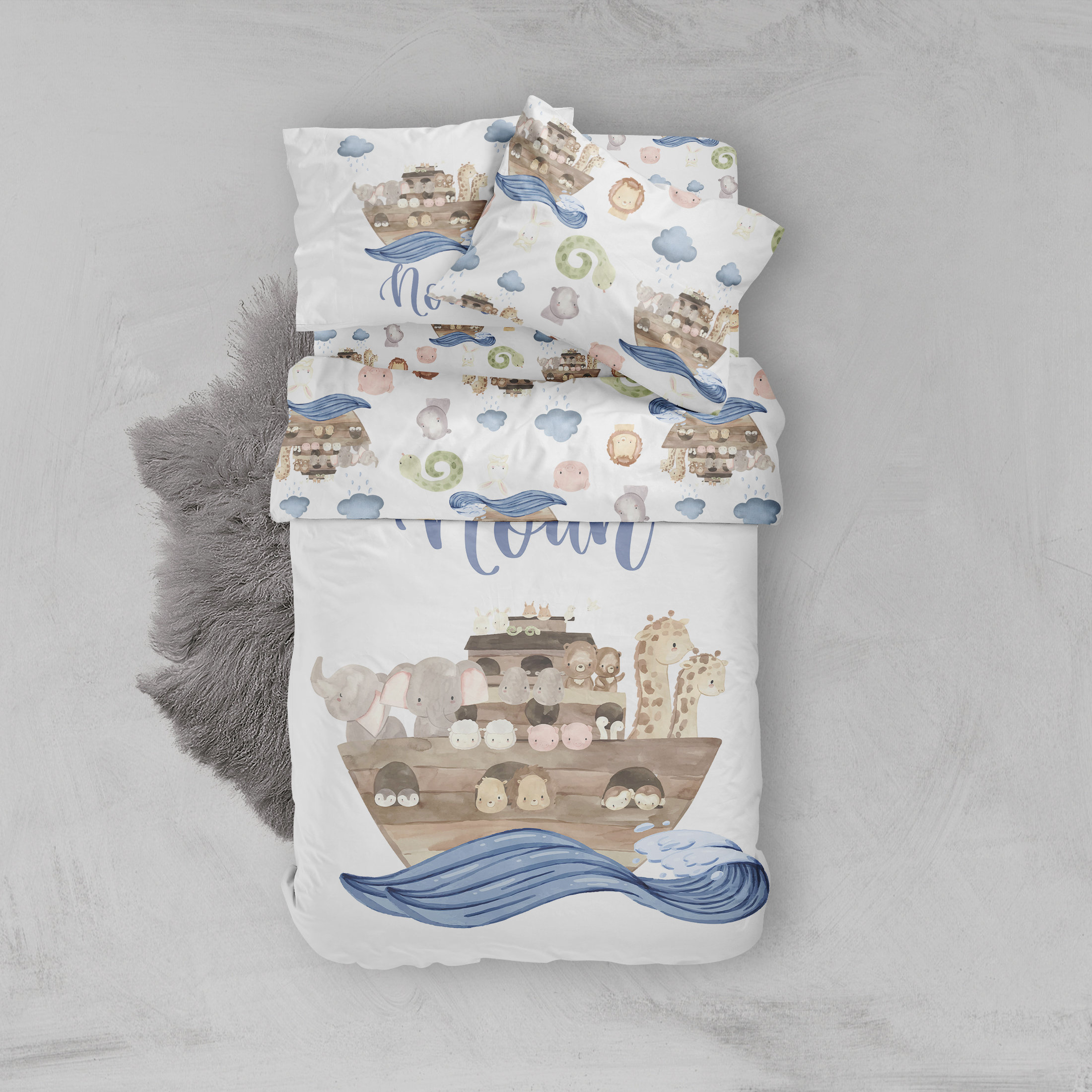 Organic Cotton Noah's Ark Crib Bedding Set Baby Boy Crib Etsy
