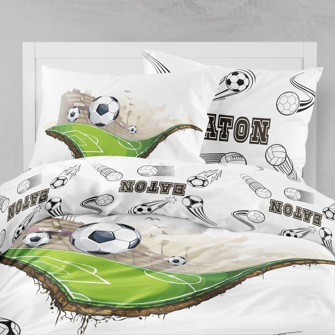 Soccer Boy Bedding Football Kid Bedding Set Soccer Twin Etsy