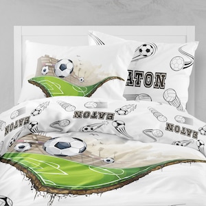 Soccer Boy Bedding, Football Kid Bedding Set, Soccer Twin Bedding, Personalized Soccer Room, Custom Football Bedding, Sports bedding set