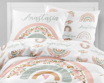 Set Biancheria Letto 6 Pezzi Arcobaleno Glitter Per Ragazze - Viola Galassia