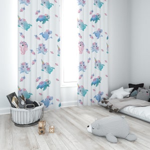 Sea turtle curtains, nursery curtains, girl curtain, baby girl curtain, girl window curtain, sea theme room decor, sea turtle nursery decor