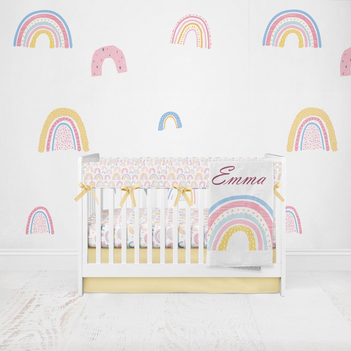 Baby Girl Crib Bedding Rainbow Personalized Baby Blanket Etsy