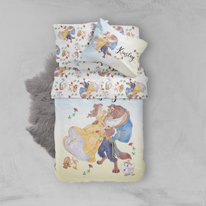 Princess Bedding, Beauty and the Beast, Princess Duvet Cover, Princess Twin Bedding, Toddler Bedding, Girls Bedding, Princess Twin Sheet