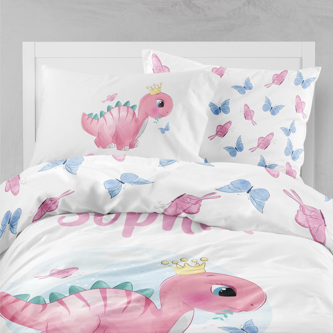 Dinosaur Twin Bedding Set Girl Twin Bedding Set Dino Girl Etsy