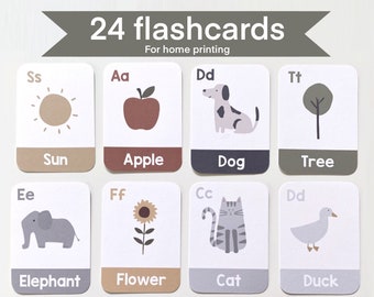 24 digital flashcards | scandi flashcards | learning resource | instant download | home printing