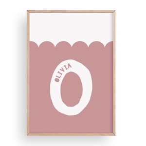 Pôster personalizado com nome e letra | anúncio de nascimento | estampas infantis | escândalo | arte de parede de berçário | cartaz de nome