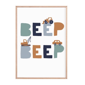 Beep beep Druck | Fahrzeuge Druck | Autos und Lastwagen Poster | Kinderzimmer Drucke | Transport Kinder Drucke | Spielzimmer Dekor | Kinderzimmerdeko