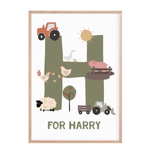 Farm print | personalised name print | nursery prints | scandi | nursery wall art | kids wall art