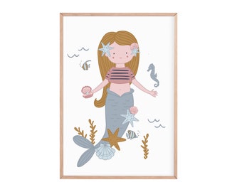 Mermaid print | under the sea | mermaid print | ocean print