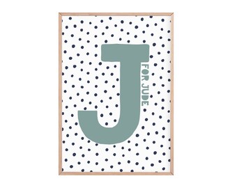 Póster personalizado con nombre y letra, anuncio de nacimiento, láminas para habitación infantil, decoración escandinava, arte mural para habitación infantil, póster con nombre.