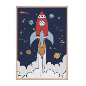 Raketendruck | | abstrahlen Space Poster | Kinderzimmer Drucke | Space Print | Raumdeko | Spielzimmer Dekor | Kinderzimmer Deko