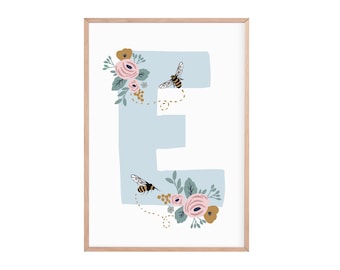 Cartel de cartas personalizadas / anuncio de nacimiento / impresiones infantiles / scandi / nursery wall art / cartel de nombre