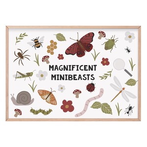 impresión de minibeasts / cartel de minibeasts / decoración de la habitación de los niños / decoración de la sala de juegos / impresión de la sala de juegos / impresión de la guardería /