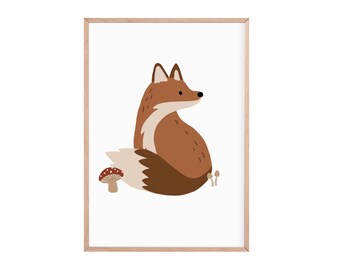 Woodland print | fox print  | nursery prints | scandi | nursery wall art | kids wall art