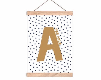 Cartel personalizado de nombre y letra / anuncio de nacimiento / impresiones de guardería / scandi / arte de pared de guardería / póster de nombre