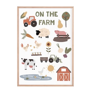 Farm animals |farm print  | nursery prints | scandi | nursery wall art | kids wall art