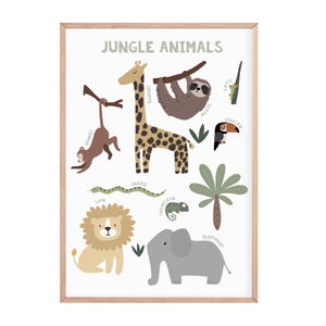 Jungle Animals Nursery Print: Kids Room Decor
