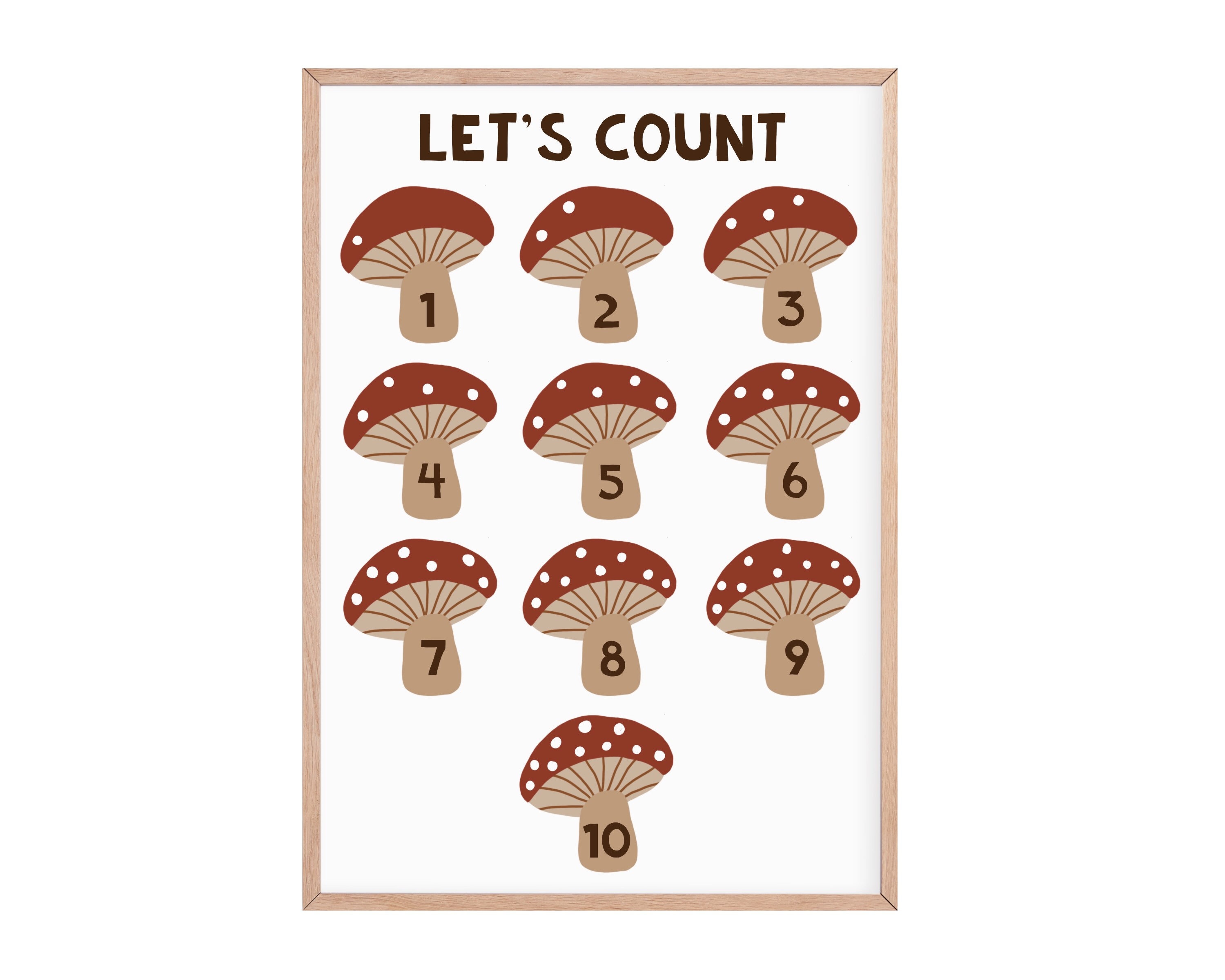 Mushroom counting print | Educational children’s prints | 123 print | numbers print | 1-10 print