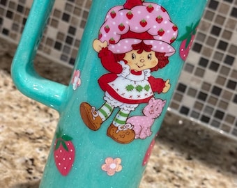 Berry Cartoon, Pink Strawberry, Berry Strawberry, Tumbler, Strawberry SC, Berry friends